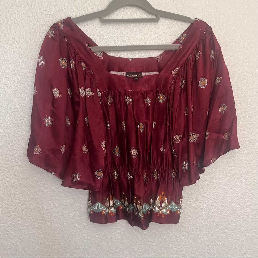 Shyanne Burgundy Bohemian Blouse size XS